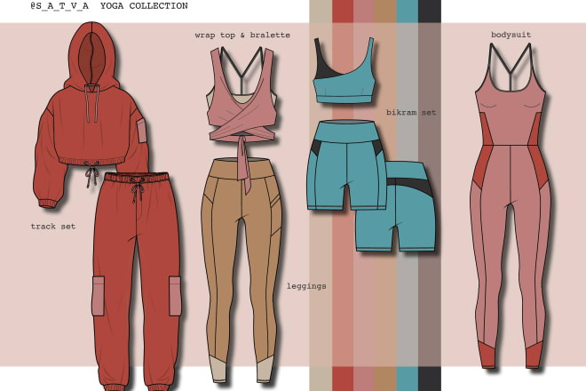 I will create yoga and activewear technical drawings