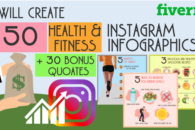 I will design 50 health and fitness tips instagram infographics posts