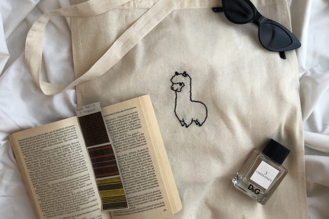 I will design and embroider custom tote bag