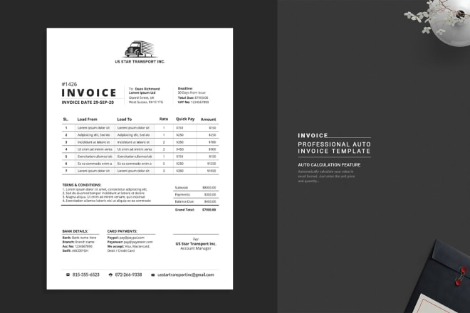 I will design auto calculated invoice in both excel and indesign