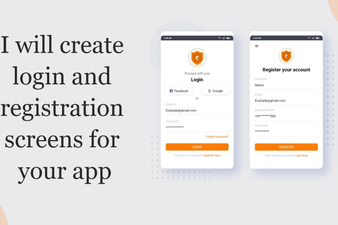 I will design login and register screen for your app