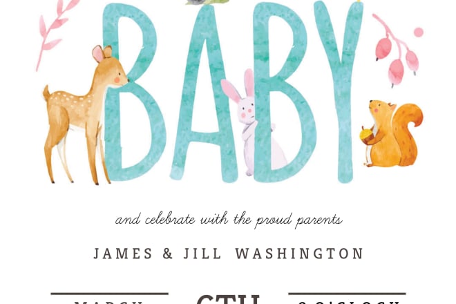 I will design sip and see, baby shower invitations