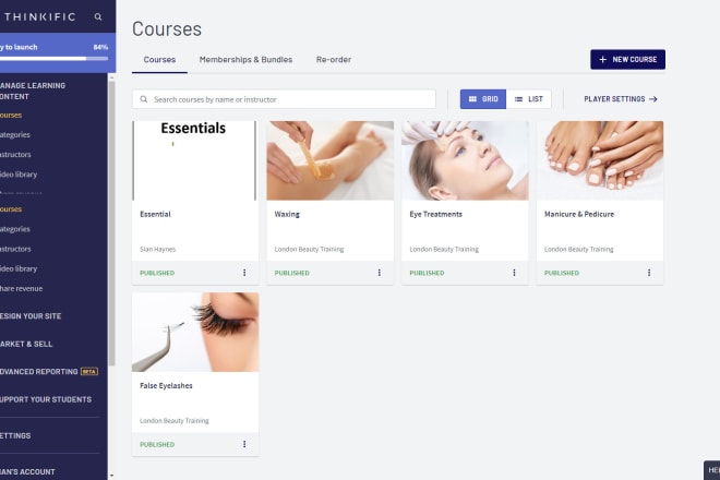 I will develop thinkific teachable kajabi podia online course membervault website