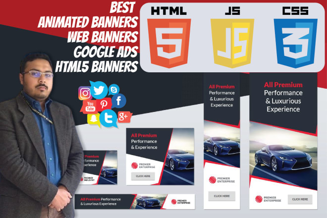 I will do animated banner ads html5 google ads social media