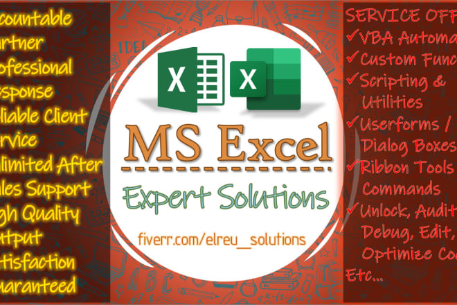 I will do any excel vba, automation, tools, userforms, macro codes