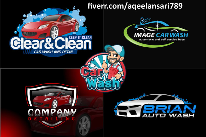 I will do automotive auto detailing and car wash logo design