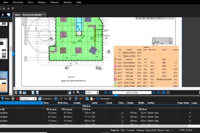 I will do concrete takeoff and estimation, on bluebeam, planswift