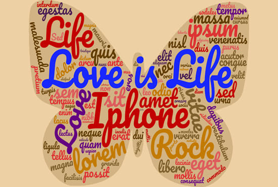 I will do custom shape word cloud, word art, or typography for you