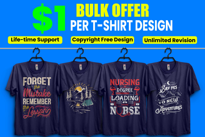 I will do custom t shirt design and bulk t shirt designs