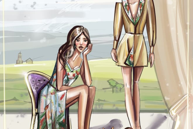 I will do digital fashion sketches by hand