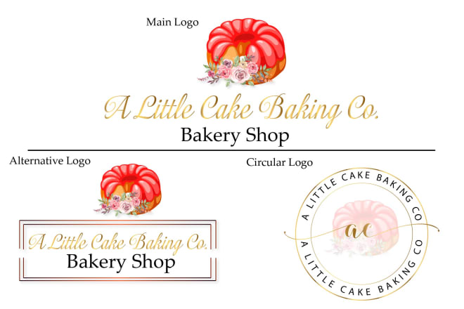 I will do feminine watercolor cupcake,cake,bakery products logo