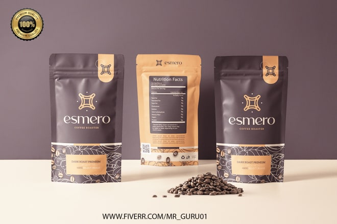 I will do product packaging label, bag pouch design with mockup