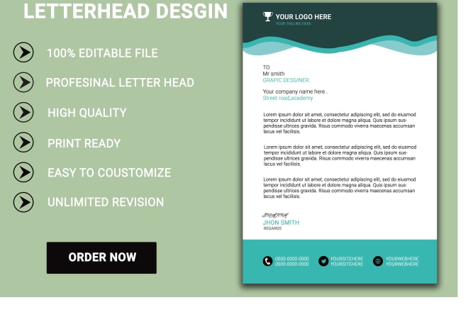 I will do professional business letterhead design 24hr