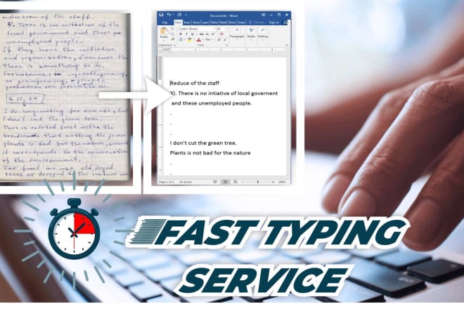 I will do typing work accurately and within the time provided on ms word