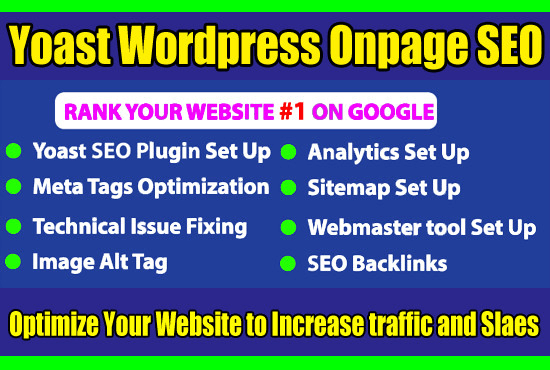 I will do yoast wordpress onpage seo, site map, meta tags, schema markup optimization