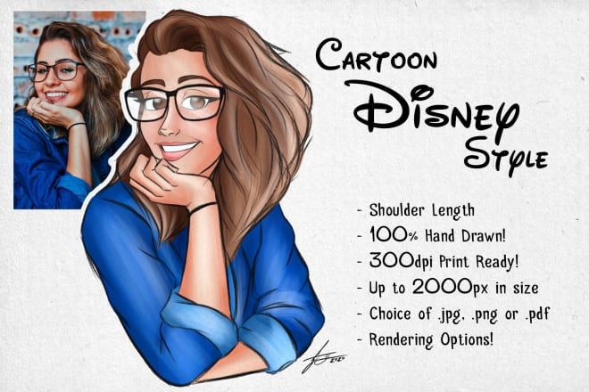 I will draw a cartoon disney style drawing