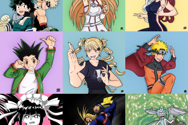 I will draw anime style character design illustration original logo