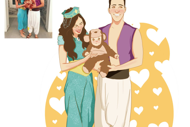 I will draw disney style couple portrait