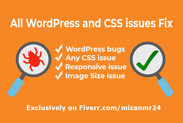 I will fix all wordpress and CSS bugs, issued in 7 hours