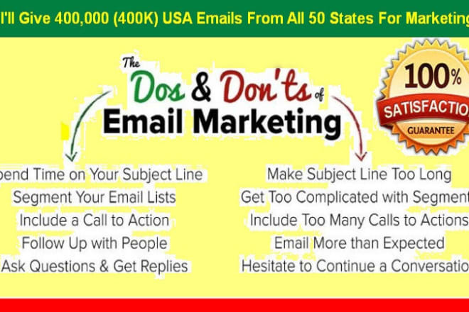 I will give you 400,000 niche based updated USA email list for marketing