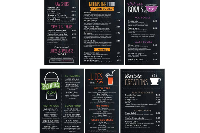 I will make food menu, restaurant menu and menu board design