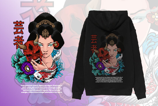 I will make illustration with japanese style for tshirt, hoodie,etc
