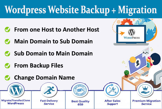 I will migrate, copy wordpress website, main domain to subdomain