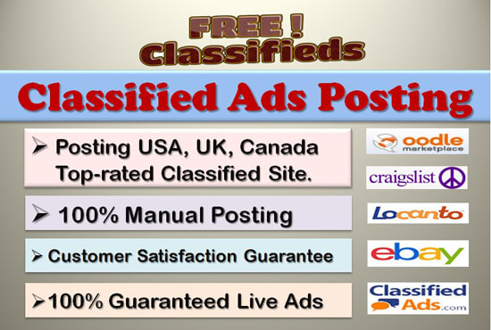 I will post your ads in top classified site on targeted country