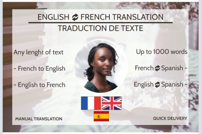 I will quickly translate your texts to french, english or spanish