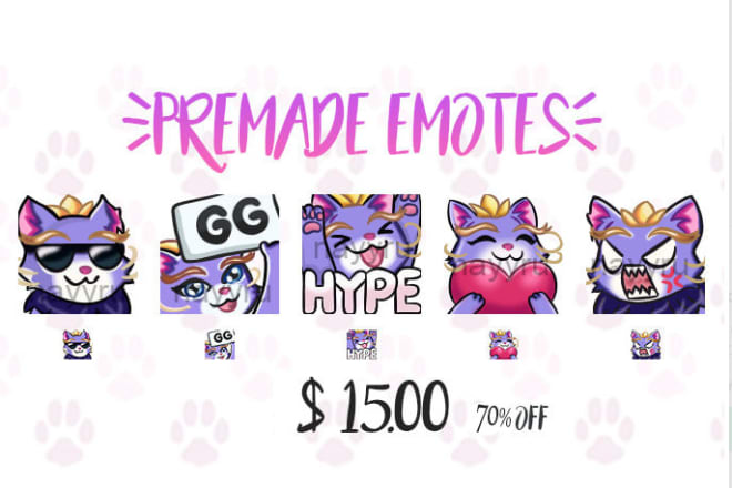 I will sell this premade twitch emote pack of yuumi from league of legends