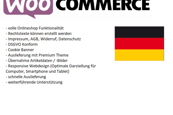 I will set up a woocommerce onlineshop for the german market