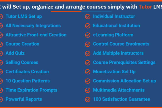 I will set up and organize courses with tutor lms