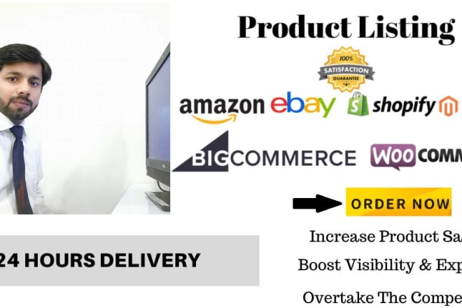 I will upload product amazon, shopify,ebay, etsy