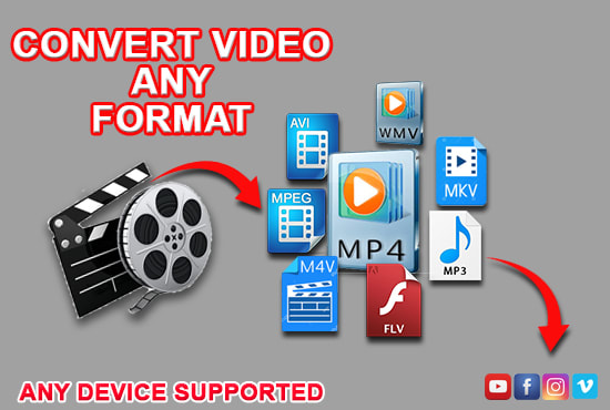 I will convert any video format to any file format mp3,mp4, mpeg, avi etc