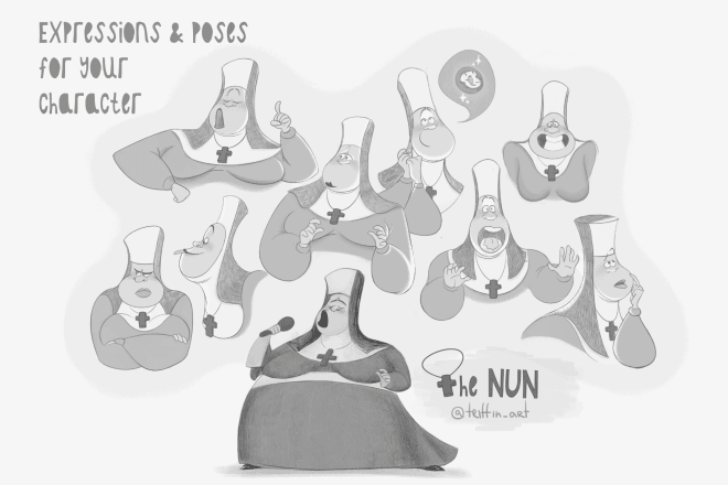 I will create a character design model sheet expressions or poses