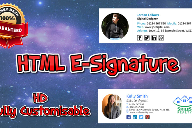 I will create a professional HTML email signature for you