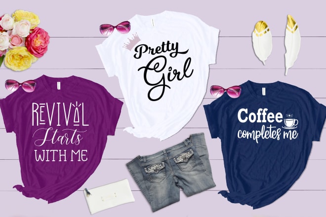 I will create bulk girls trendy typography tshirt design for you