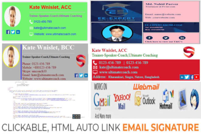 I will create clickable html email signature