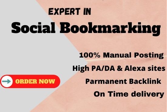 I will create manually 40 social bookmark on high backlinks
