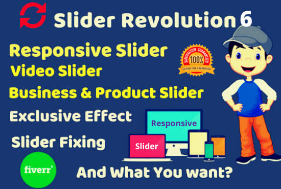 I will create or fix slider revolution, website slider, banner design