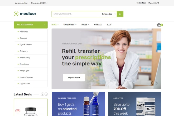 I will create your amazing medical store,pharmacy wordpress website