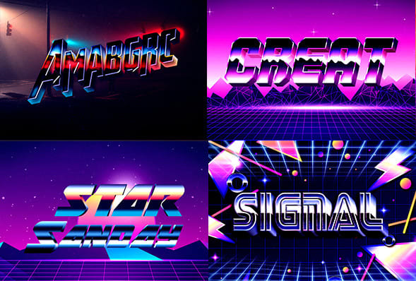 I will design 80s retro vintage neon chrome game logo style