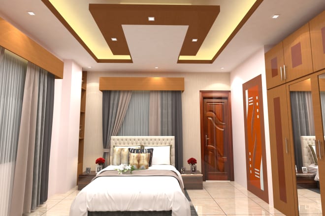 I will design a realistic 3d interior design render with vray