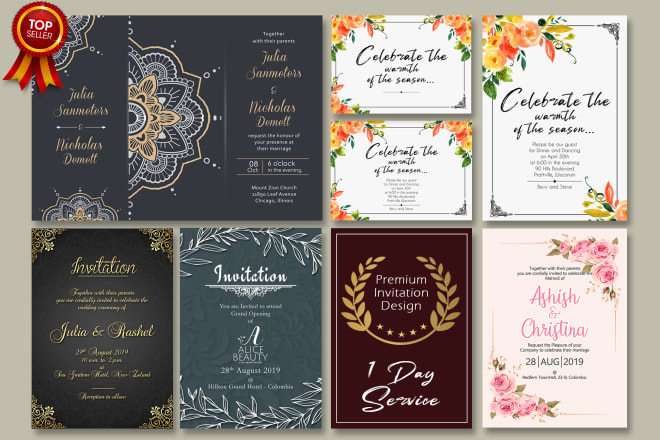 I will design a wedding card or invitation card for any event