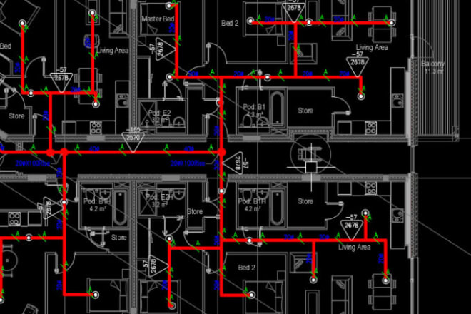 I will design fire hydrant, fire sprinkler, alarm system