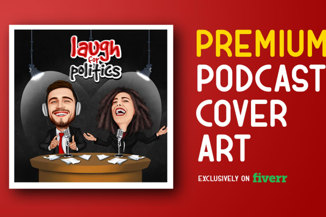 I will design podcast cover art with premium caricature