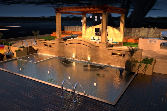 I will design your garden, backyard, patio in 3d realistic