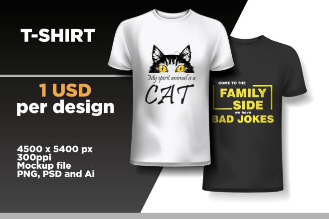 I will do custom tshirt designs in bulk for your pod business 1usd