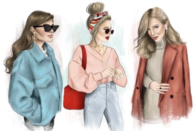 I will do fashion illustrations in my unique style