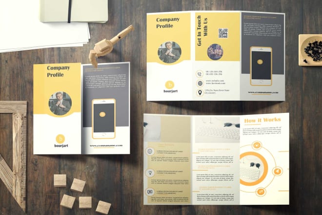 I will do your professional quality bifold,trifold and a double gate fold design
